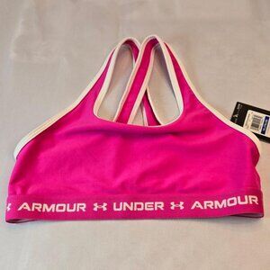 UNDER ARMOUR Girls' Crossback Mid Sports Bra Sz YXL Pink Punk